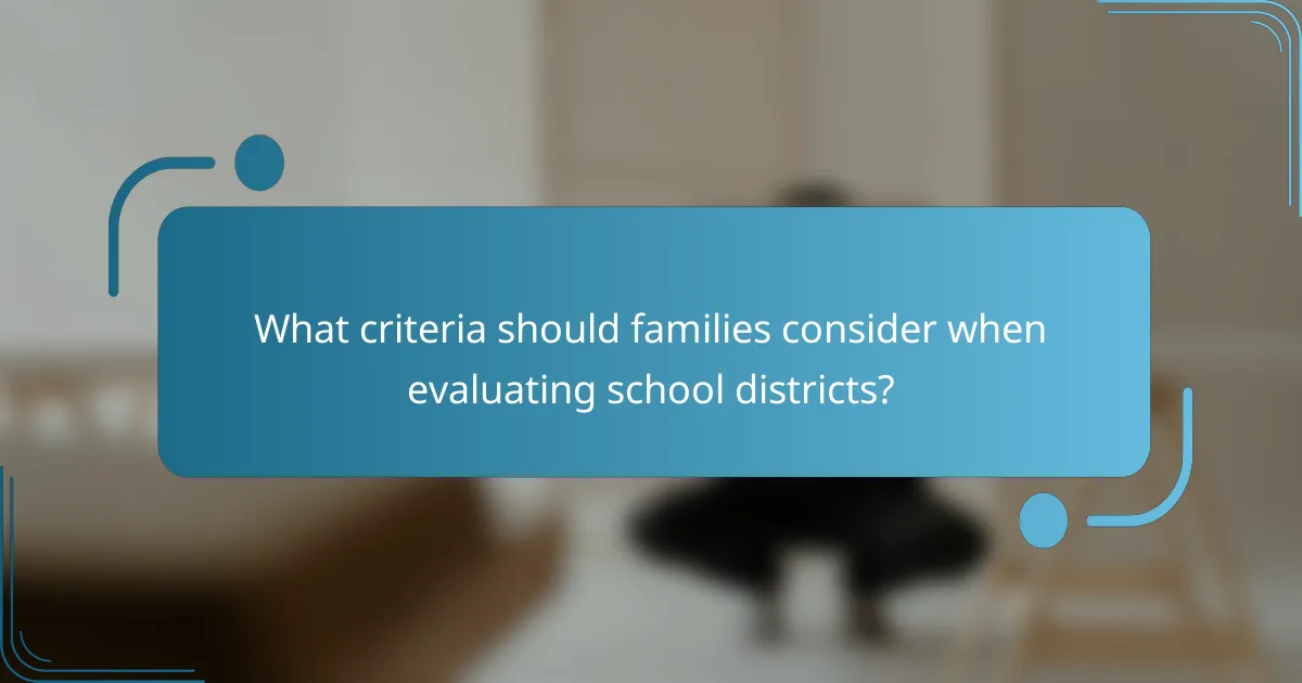 What criteria should families consider when evaluating school districts?