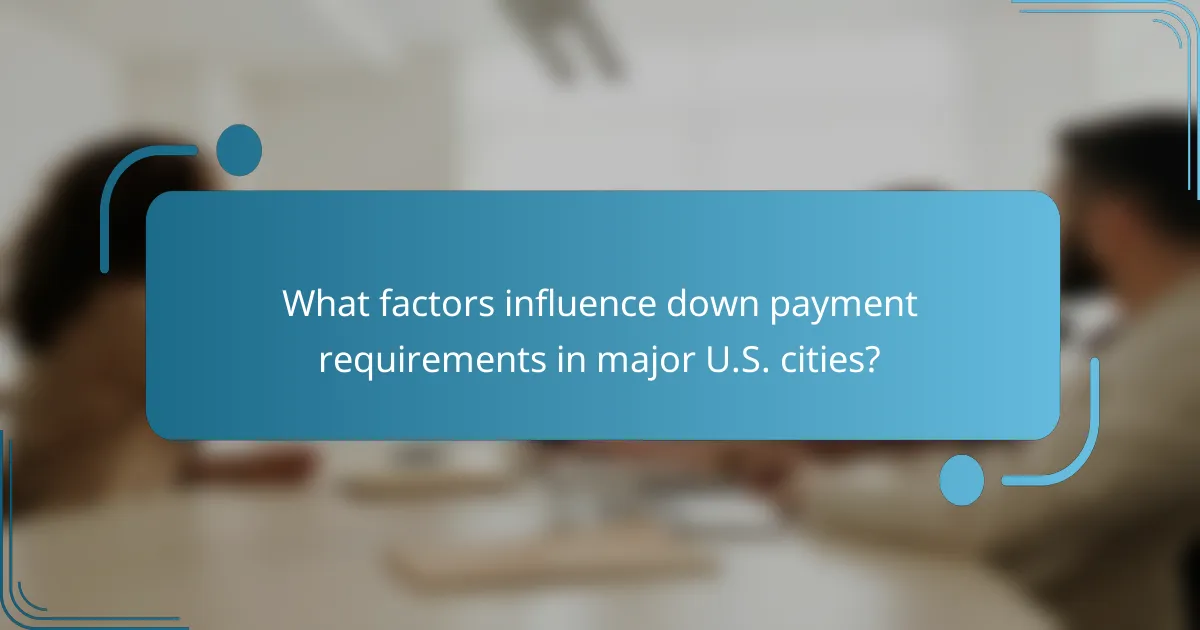 What factors influence down payment requirements in major U.S. cities?